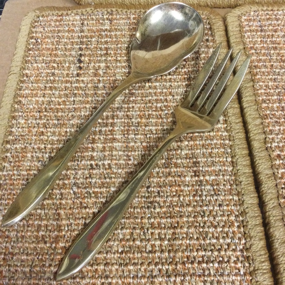 Vintage Gold Serving Set Dirigold Dirilyte Goldware Regal Serving Spoon & Fork